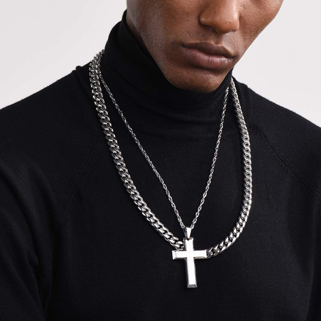 Men Stainless Steel Neck Chains 24 Inch 10MM Punk Rock Jewelry Mens Gifts for Dad