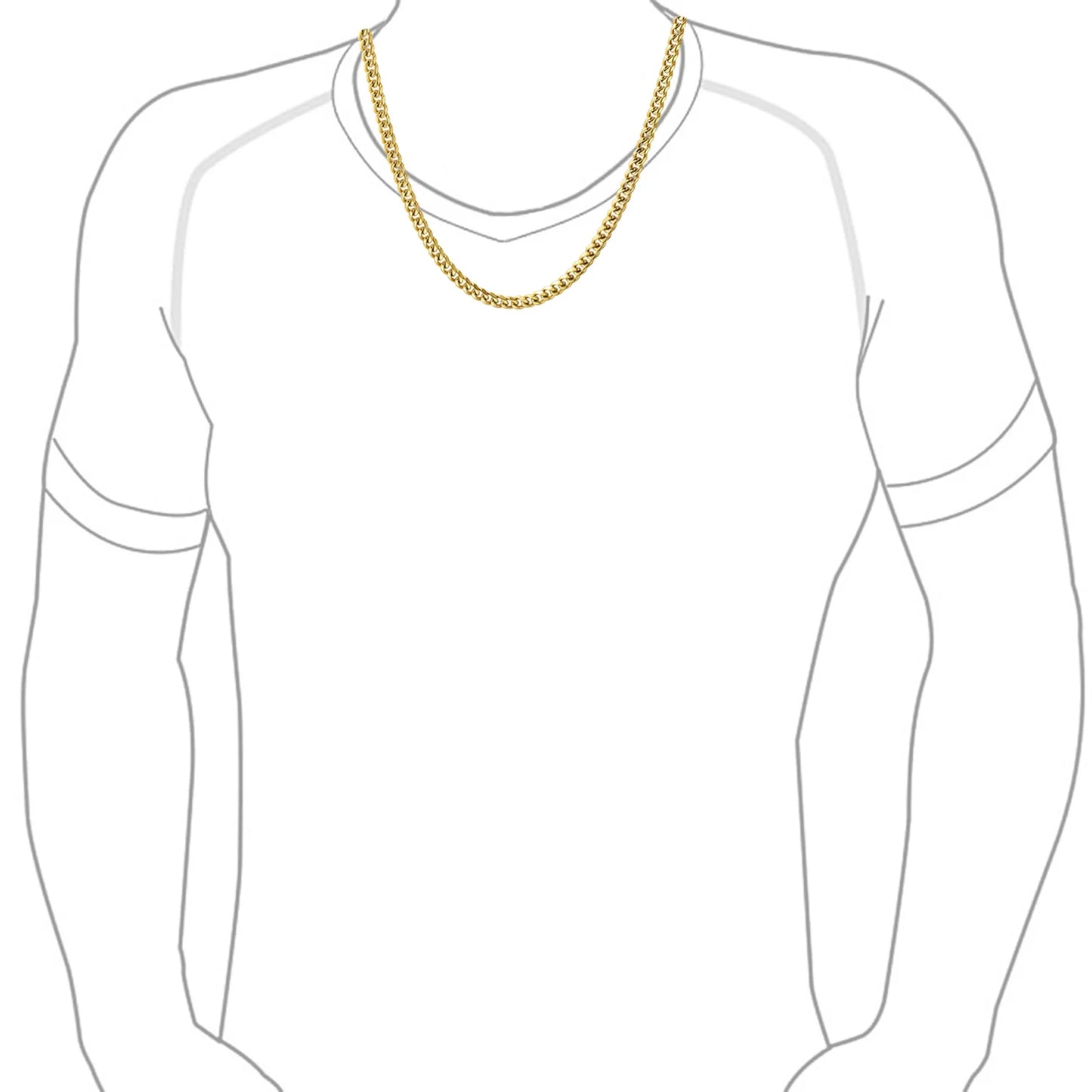 Mens Men'S 8MM Gold Tone Stainless Steel Miami Cuban Chain Necklace 20-30 Inch