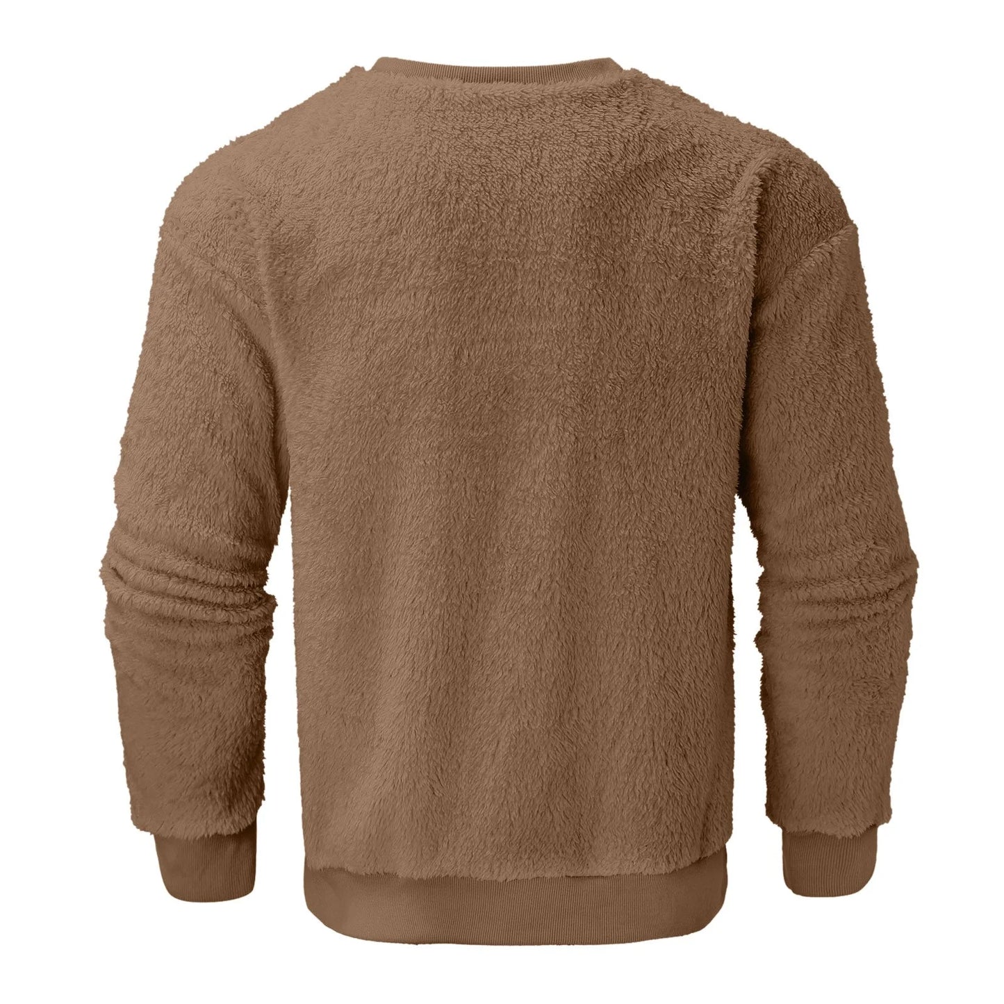 Men Sweatshirts Tops Men'S Solid Color Fashionable Casual Plush round Neck Hoodie Casual Big and Tall Sweatshirts for Men Khaki 5XL