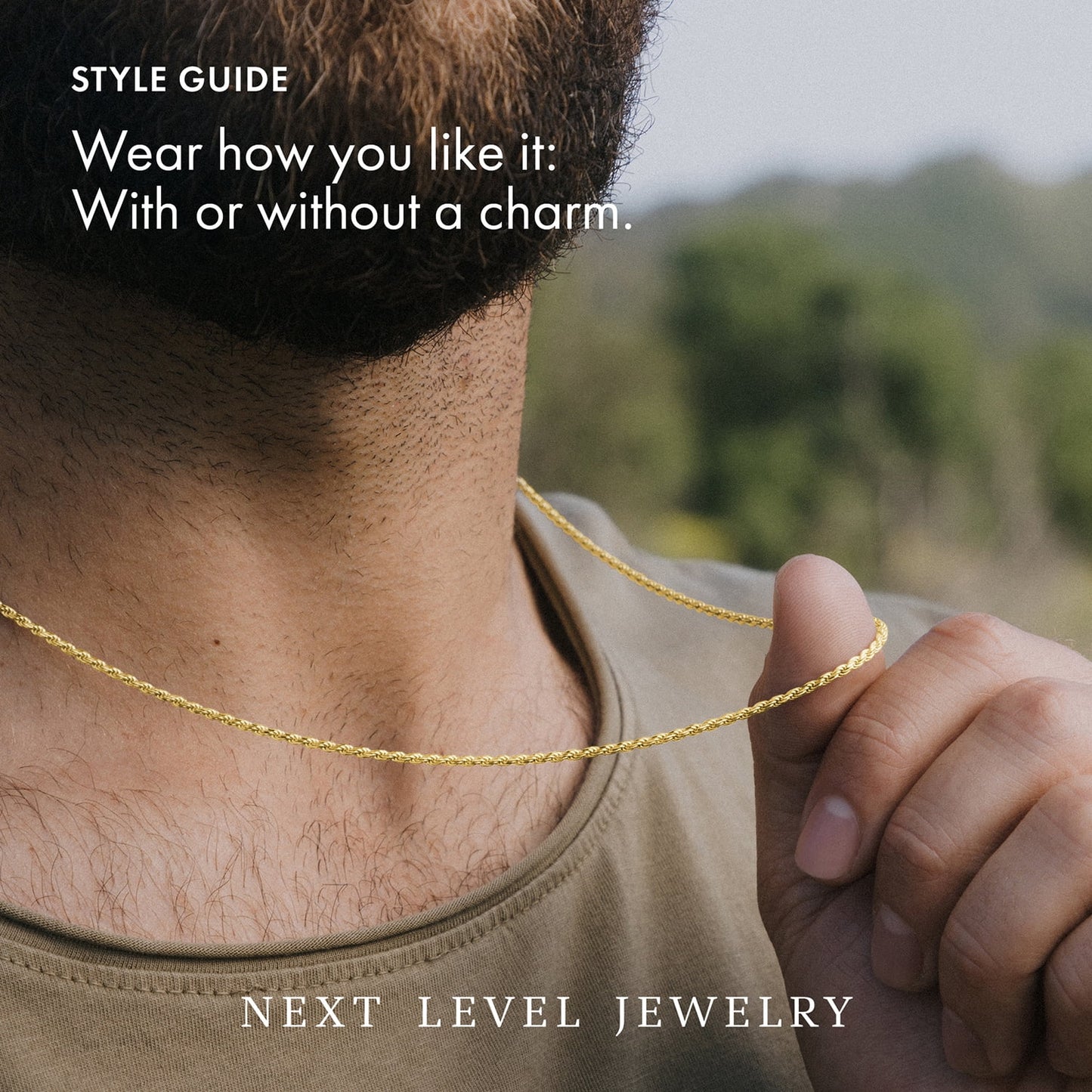 Solid 14K Gold Vermeil Sterling Silver Rope Diamond-Cut Necklace Chains 1.5MM - 5.5MM, Gold Chain for Men & Women, Made in Italy,