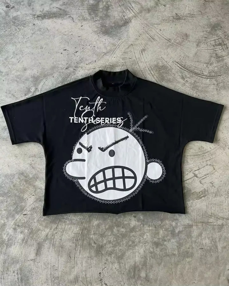 Streetwear T Shirts Y2K Clothes Punk Rock Hip Hop Graphic Print Oversized Tshirt Mens Womens Crew Neck Cotton Short Sleeve Tops