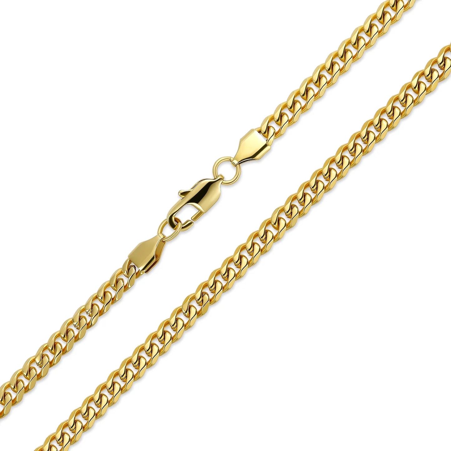 Mens Men'S 8MM Gold Tone Stainless Steel Miami Cuban Chain Necklace 20-30 Inch