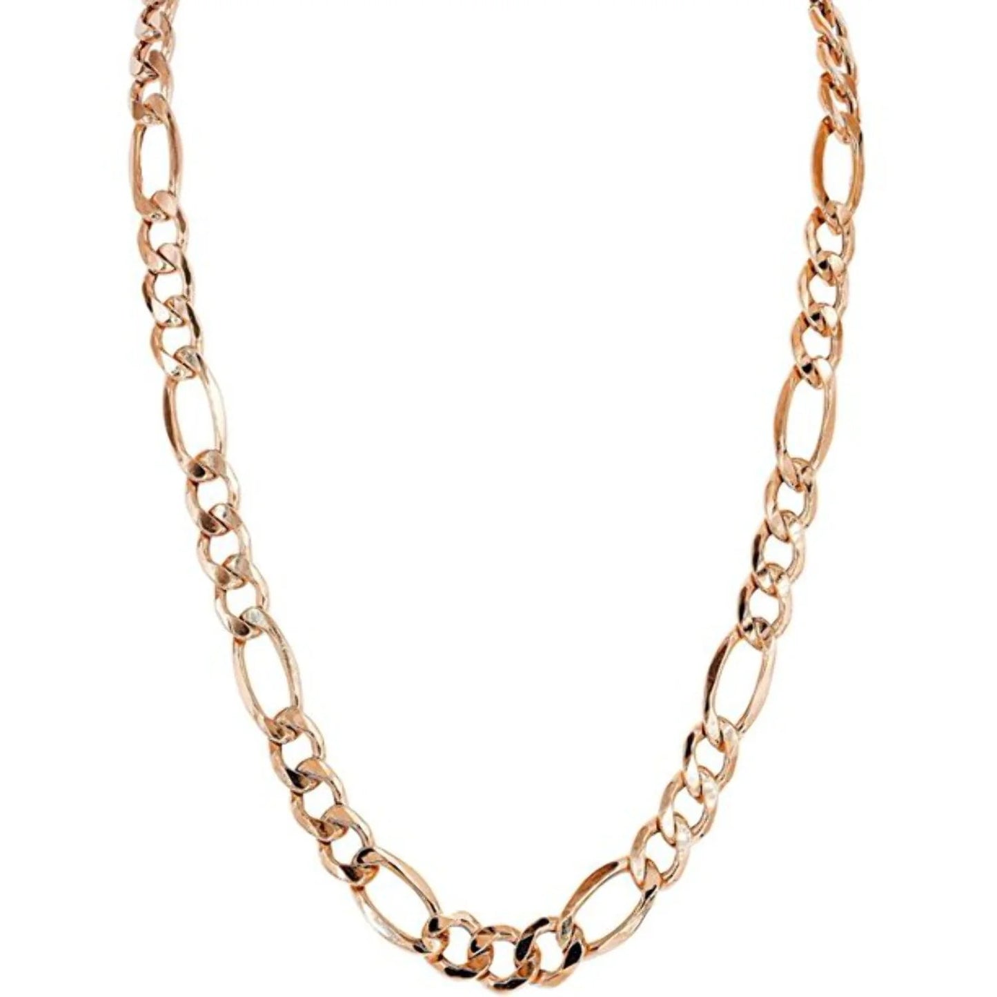 Figaro Rose Gold Chain 3Mm Fine 14K Necklace Women Men Jewelry Strong Solid Plated Clasp Gift with Lobster Clasp Valentine 22"