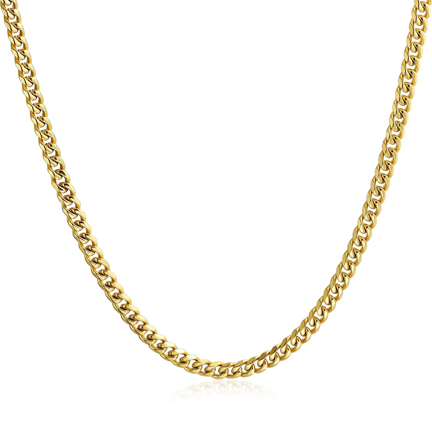 Mens Men'S 8MM Gold Tone Stainless Steel Miami Cuban Chain Necklace 20-30 Inch