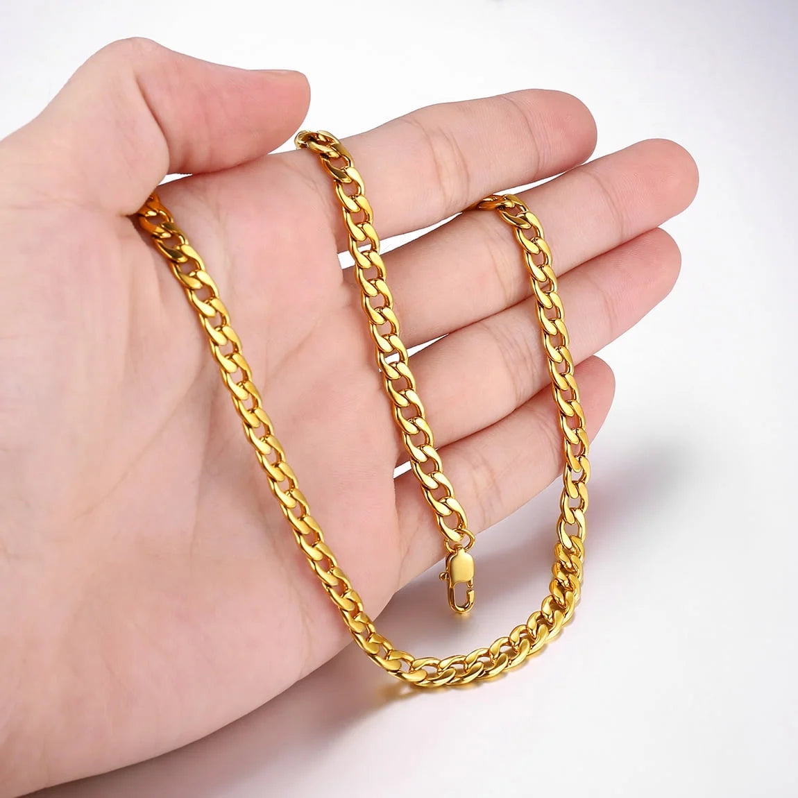 Man Cuban Link Chain Necklace 5Mm 18 Inch Jewelry Finding Chain for Pendant Dad Gold Chain