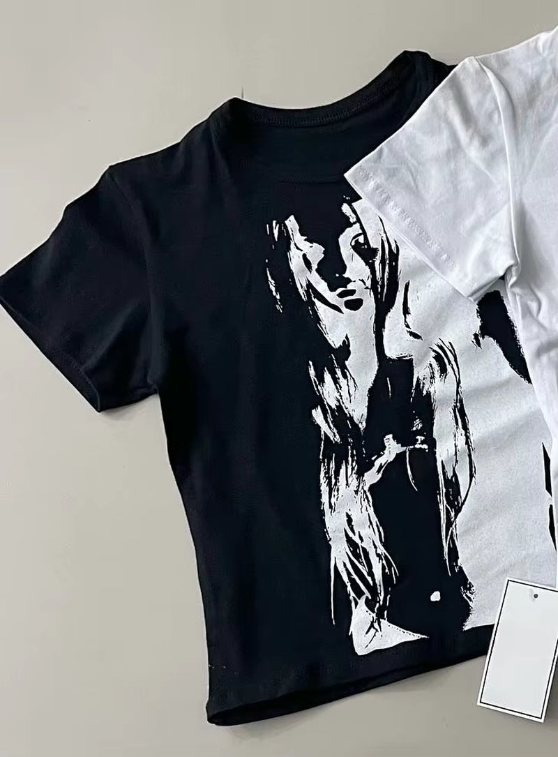 Harajuku New Graphic T Shirts Hip Hop Goth Y2K Oversized T Shirt Mens Womens Fashion Short Sleeved Crew Neck Tops Streetwear