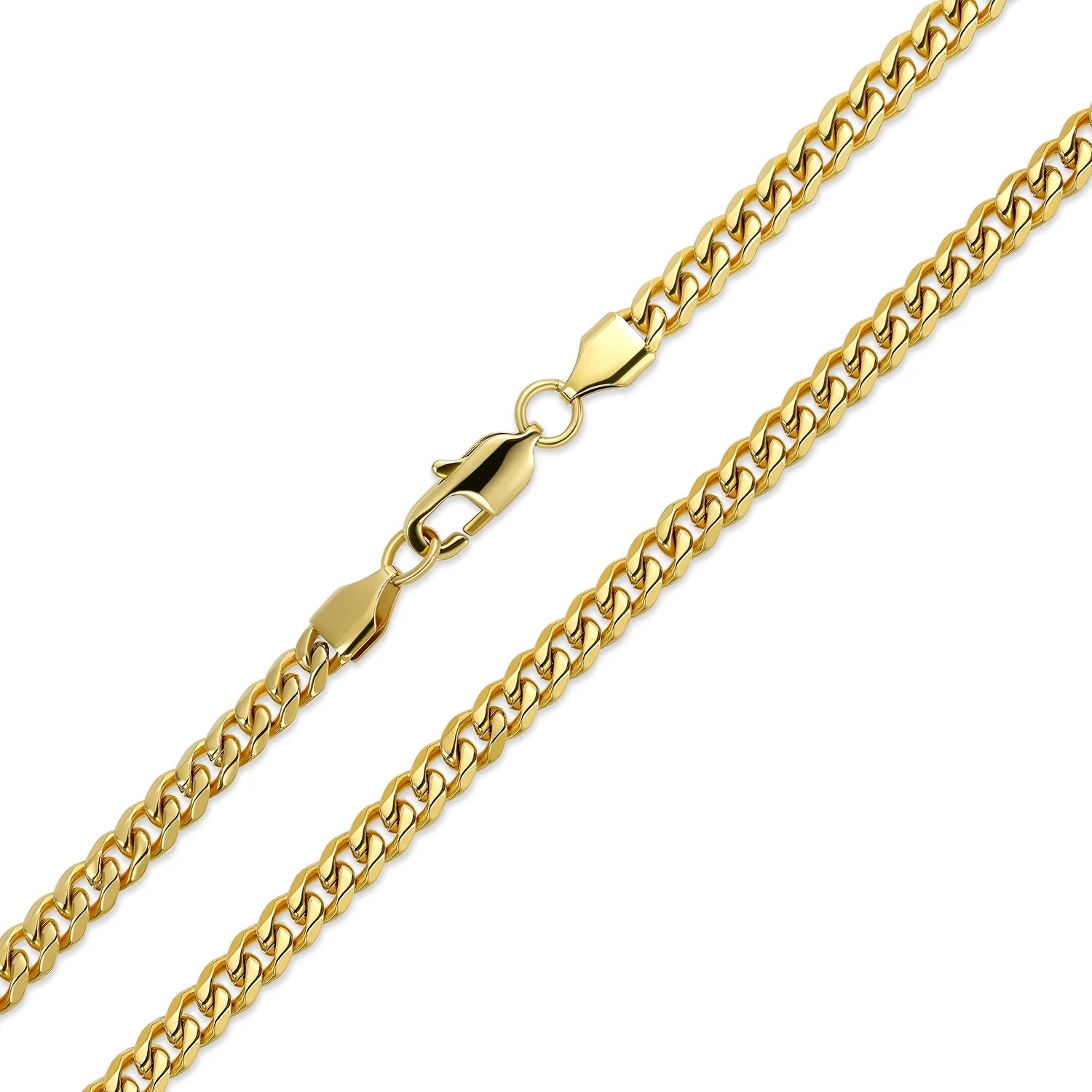 Mens Men'S 8MM Gold Tone Stainless Steel Miami Cuban Chain Necklace 20-30 Inch