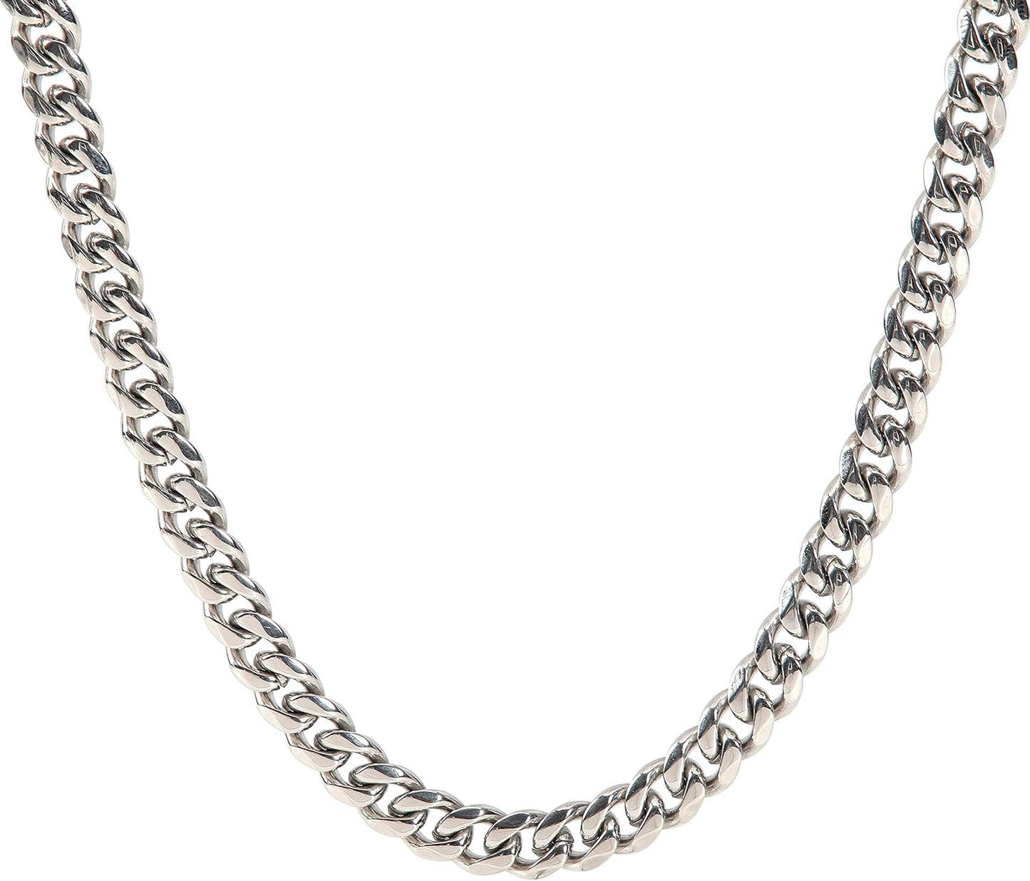 Silver Mens Cuban Link Chain Stsinless Steel Chain for Men and Women Thick Chain