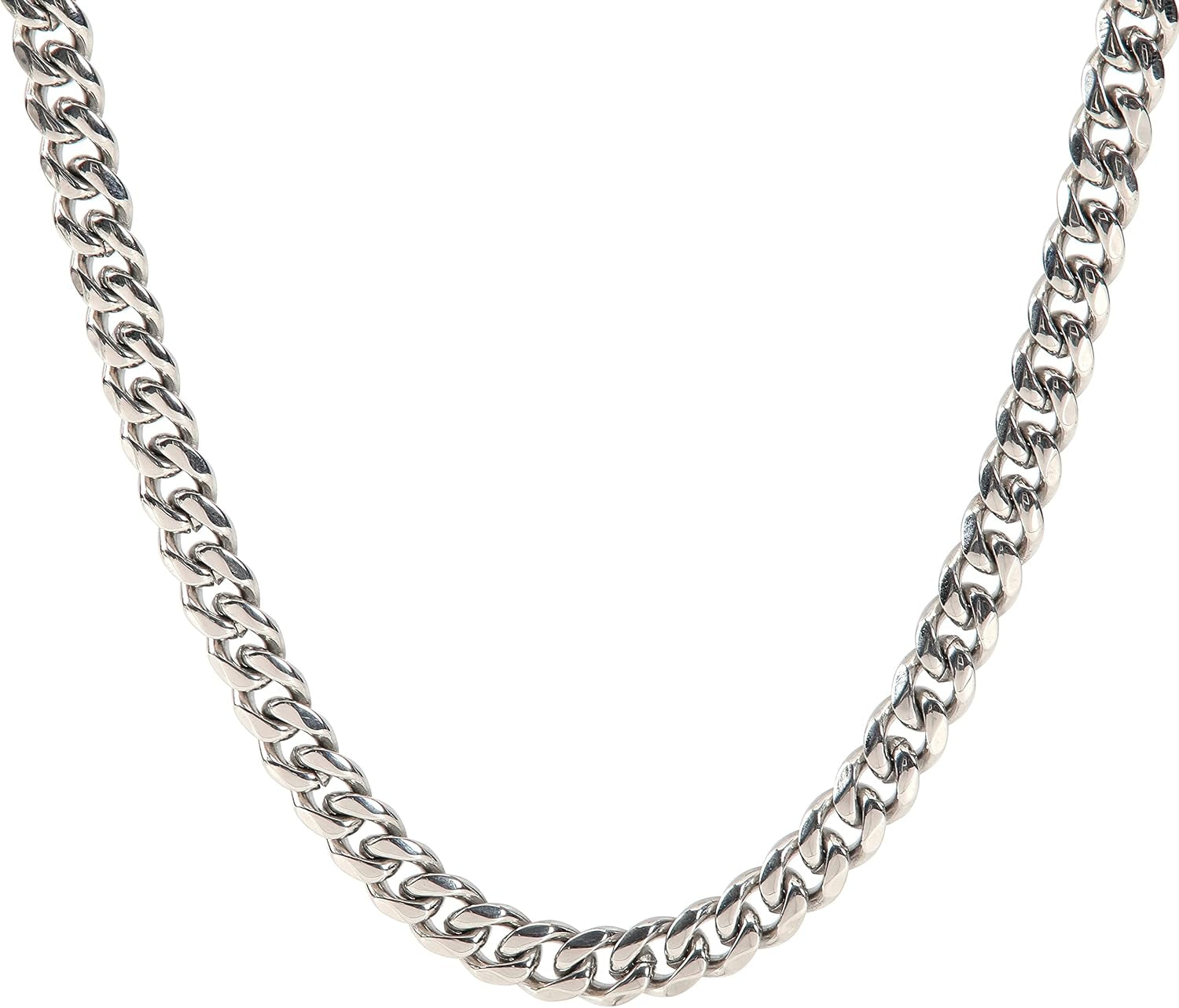 Silver Mens Cuban Link Chain Stsinless Steel Chain for Men and Women Thick Chain