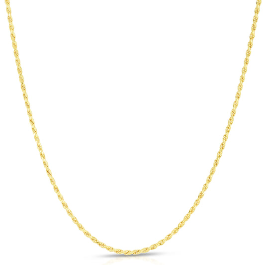Solid 14K Gold Vermeil Sterling Silver Rope Diamond-Cut Necklace Chains 1.5MM - 5.5MM, Gold Chain for Men & Women, Made in Italy,
