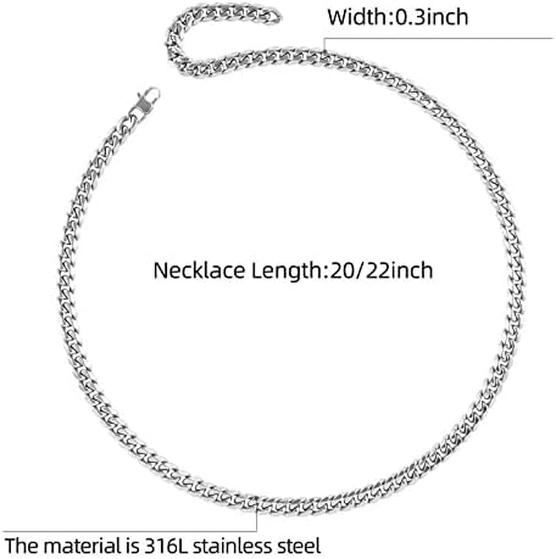 Silver Mens Cuban Link Chain Stsinless Steel Chain for Men and Women Thick Chain