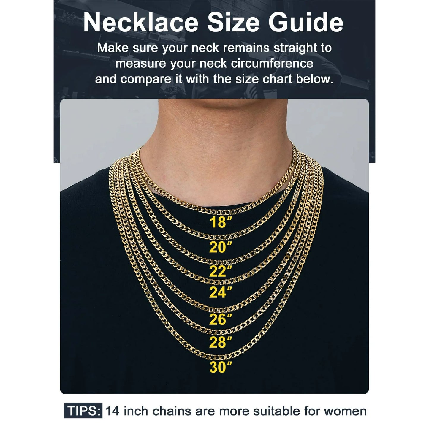 Man Cuban Link Chain Necklace 5Mm 18 Inch Jewelry Finding Chain for Pendant Dad Gold Chain