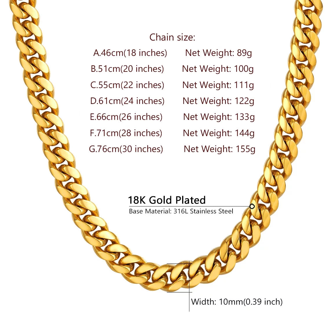 Mens Chains Cuban Link Necklaces 28 Inch 18K Gold Plated Neck Chain Mens Gifts for Dad
