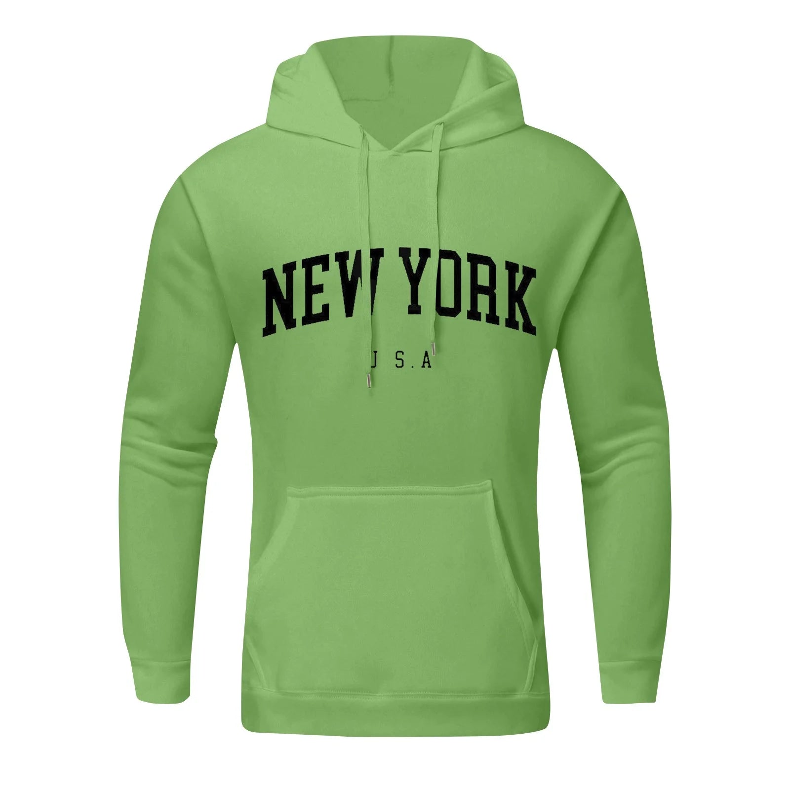 Funny Sweatshirts for Men New York Graphic Long Sleeve Letter Print Hooded with Pocket Hoodies Lightweight Cute Winter Pullover for Teens Y2K Hoody Jacket Green 6XL