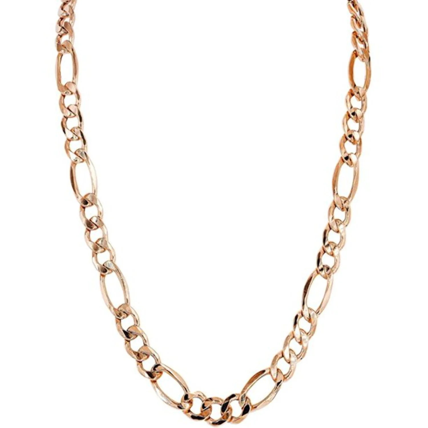 Figaro Rose Gold Chain 3Mm Fine 14K Necklace Women Men Jewelry Strong Solid Plated Clasp Gift with Lobster Clasp Valentine 22"