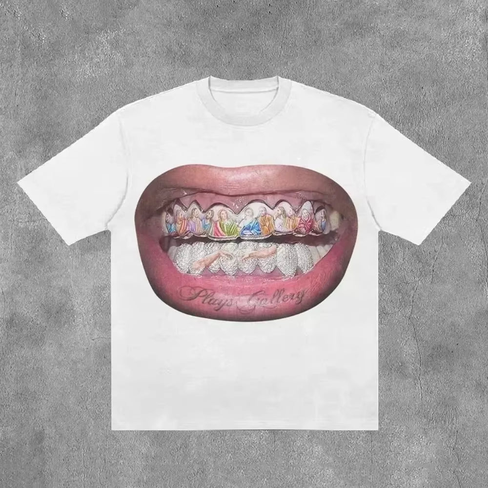 Streetwear T Shirts Y2K Clothes Punk Rock Hip Hop Graphic Print Oversized Tshirt Mens Womens Crew Neck Cotton Short Sleeve Tops