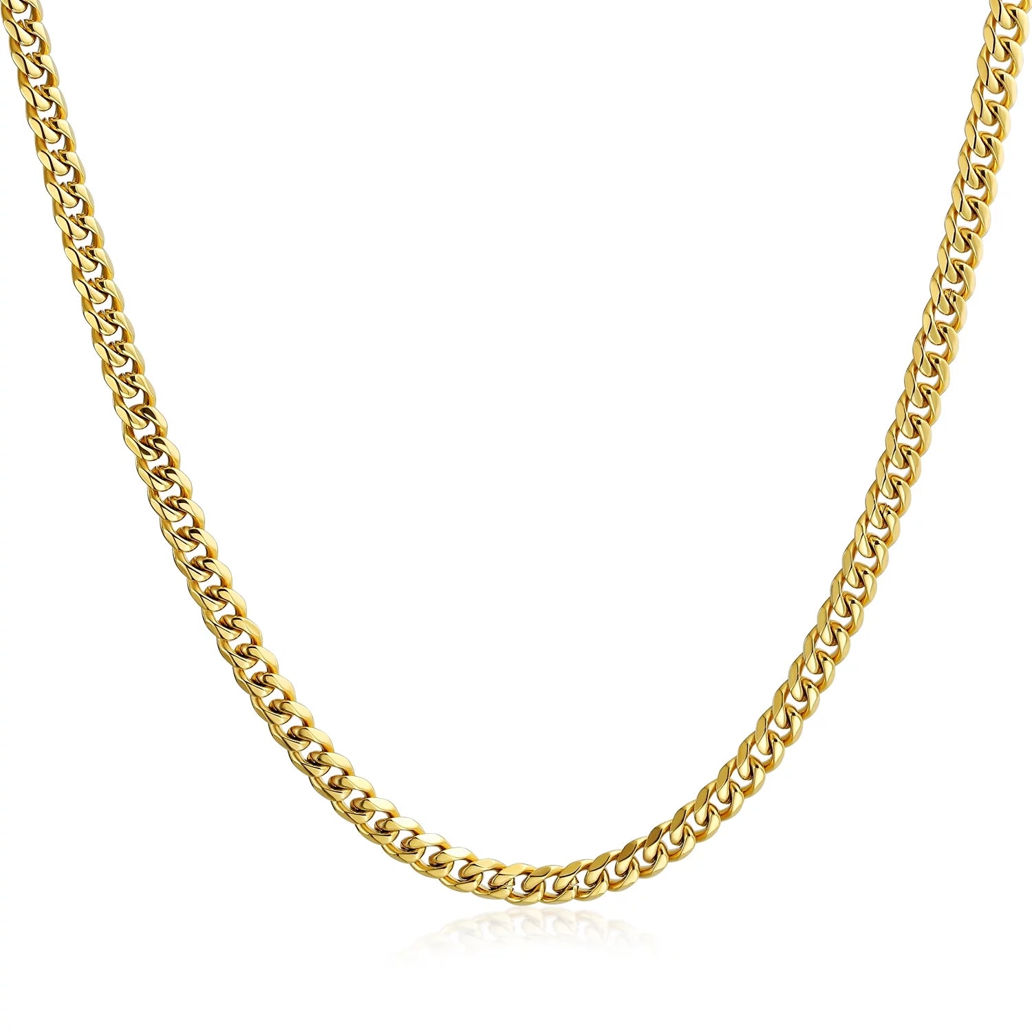 Mens Men'S 8MM Gold Tone Stainless Steel Miami Cuban Chain Necklace 20-30 Inch